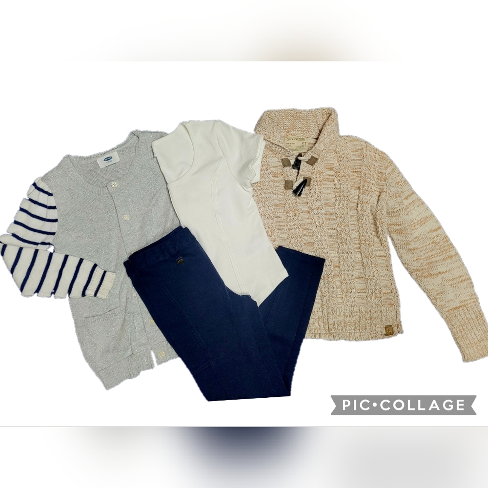 Stylish Gray Cardigan with Navy Stripes